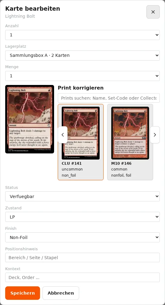 Eigenschaften korrigieren