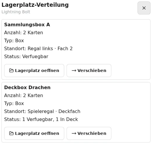 Verteilung auf Lagerplätze