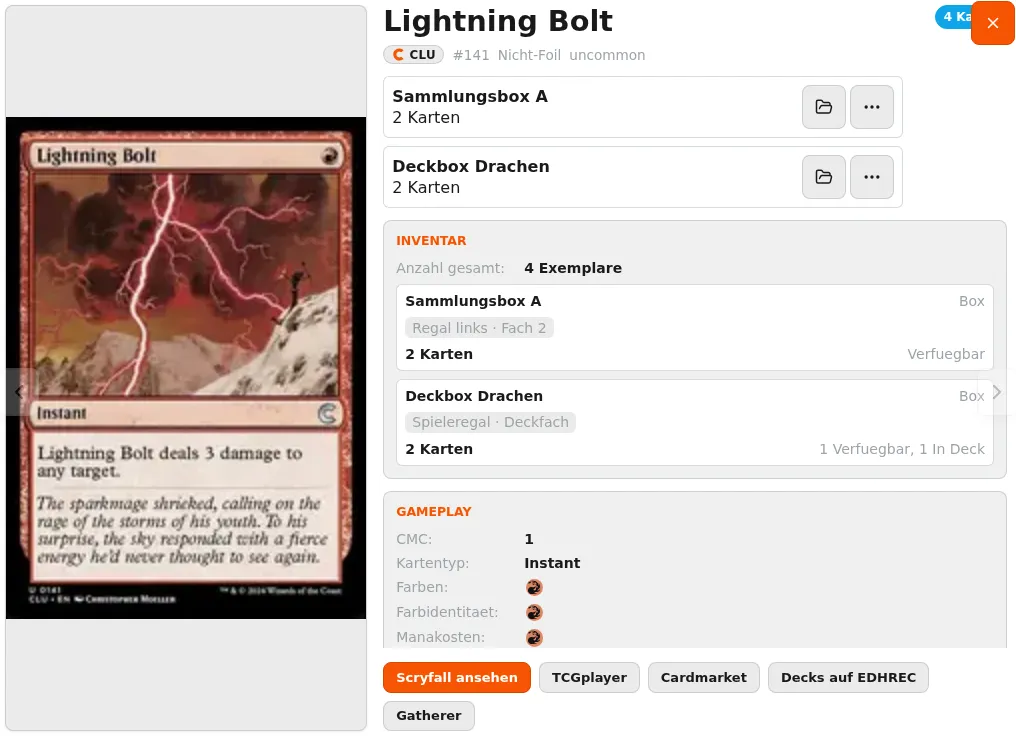 Kartendetail-Modal mit Inventar- und Gameplay-Abschnitt